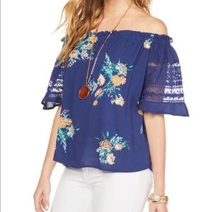 Navy Off the shoulder top